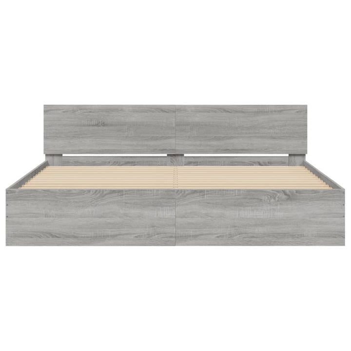 sengeramme med sengegavl 180x200 cm grå sonoma-eg