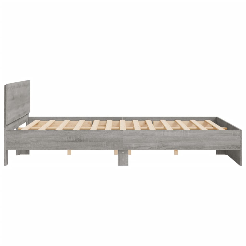sengeramme med sengegavl 180x200 cm grå sonoma-eg