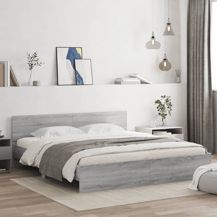 sengeramme med sengegavl 180x200 cm grå sonoma-eg