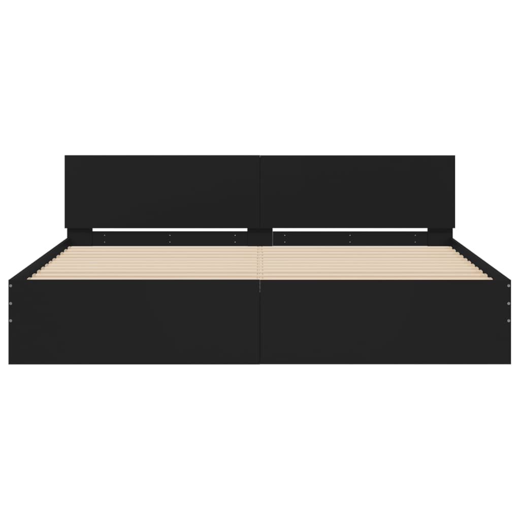 sengeramme med sengegavl 160x200 cm sort