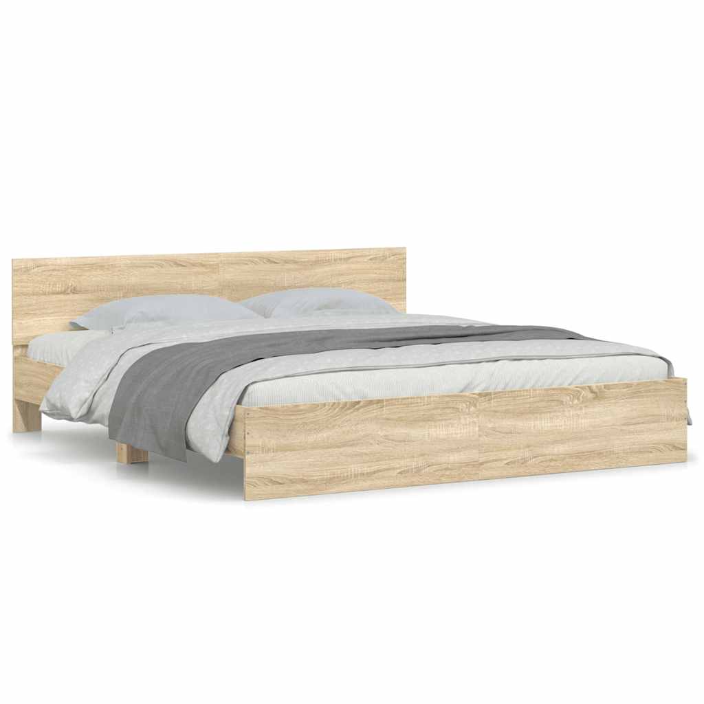 sengeramme med sengegavl 160x200 cm sonoma-eg
