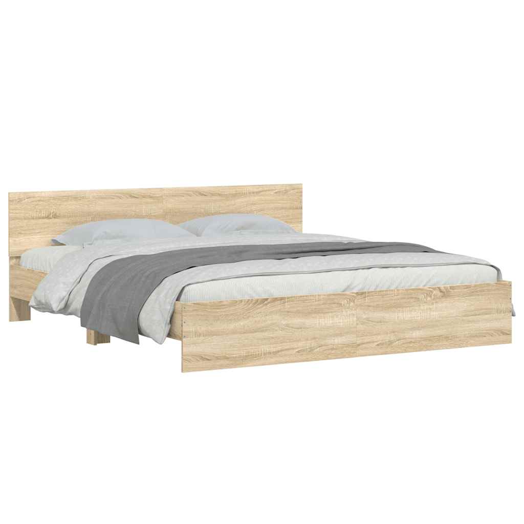 sengeramme med sengegavl 160x200 cm sonoma-eg