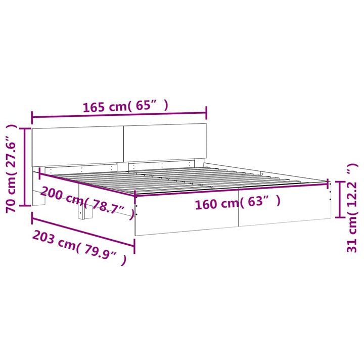 sengeramme med sengegavl 160x200 cm sonoma-eg