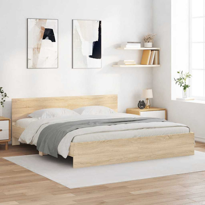 sengeramme med sengegavl 160x200 cm sonoma-eg