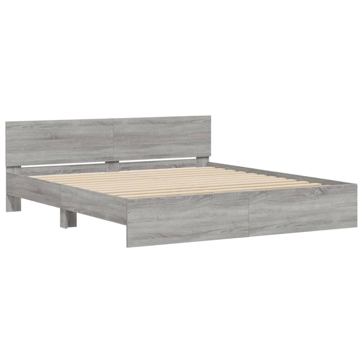 sengeramme med sengegavl 160x200 cm grå sonoma-eg