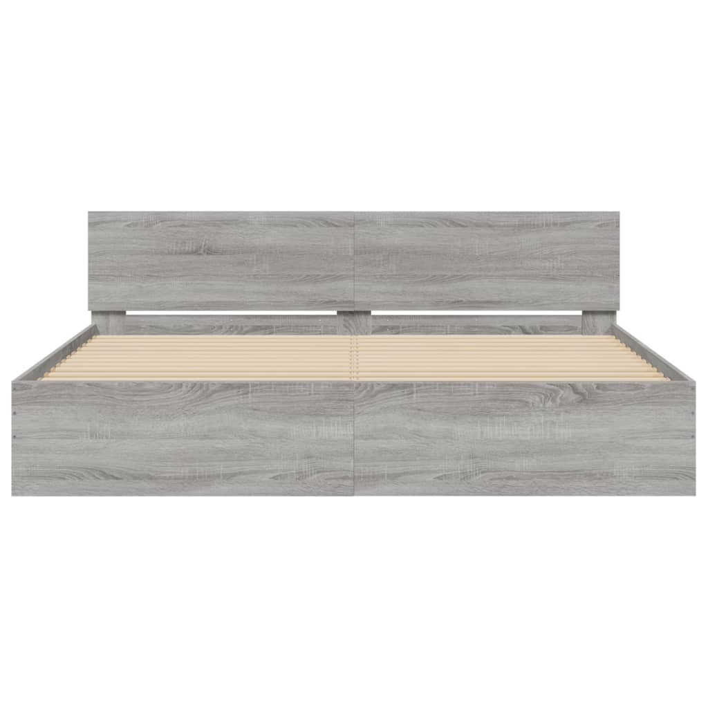sengeramme med sengegavl 160x200 cm grå sonoma-eg
