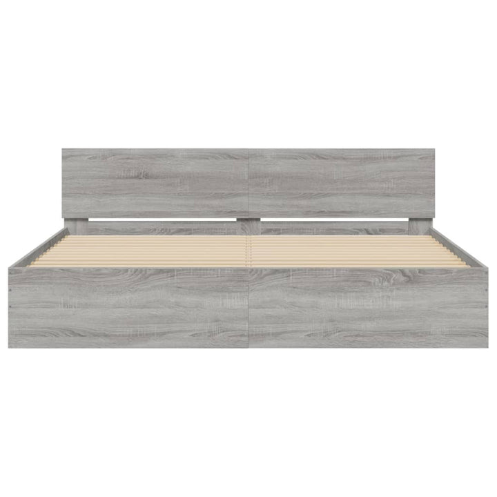 sengeramme med sengegavl 160x200 cm grå sonoma-eg
