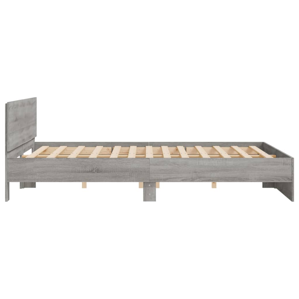 sengeramme med sengegavl 160x200 cm grå sonoma-eg