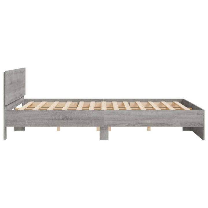 sengeramme med sengegavl 160x200 cm grå sonoma-eg