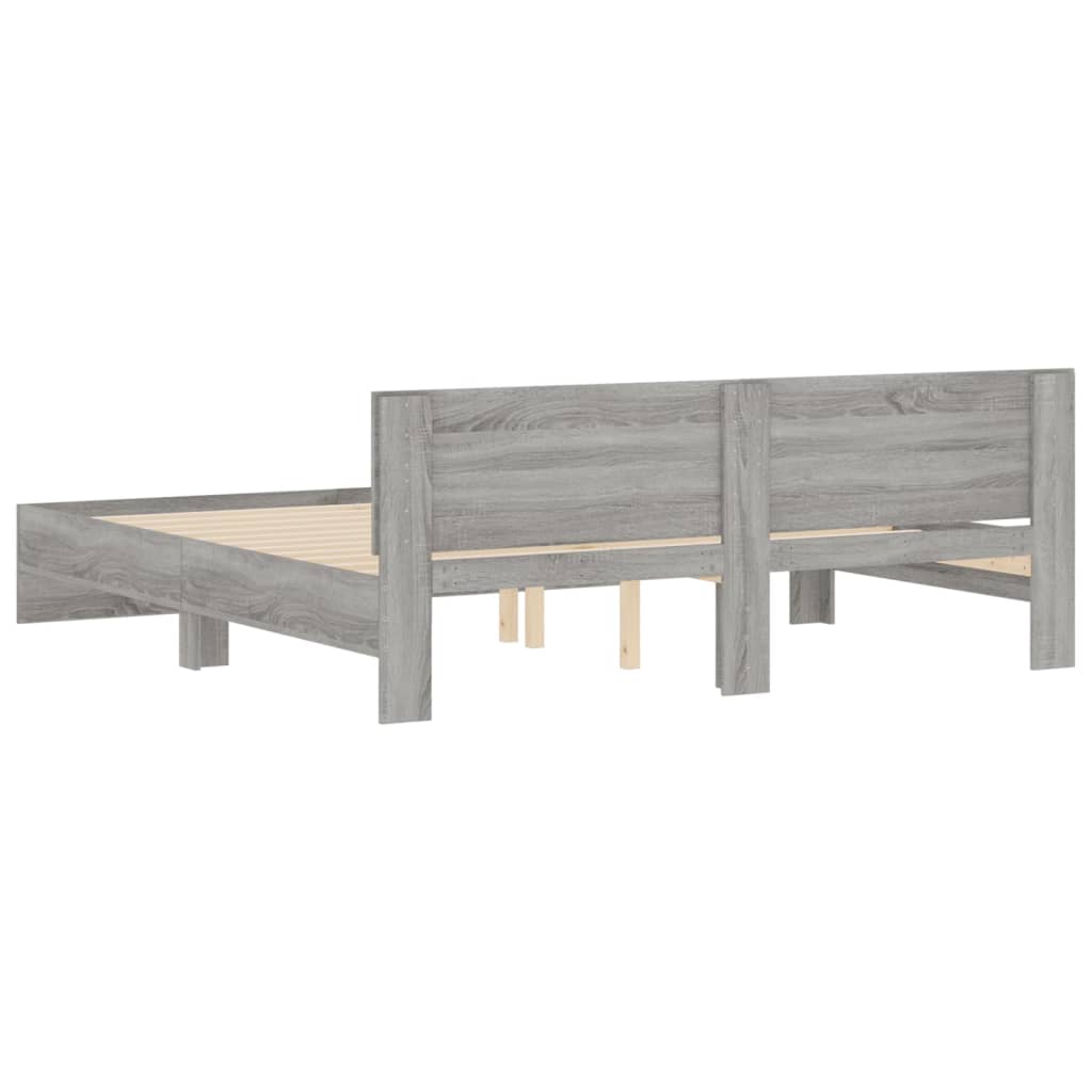 sengeramme med sengegavl 160x200 cm grå sonoma-eg