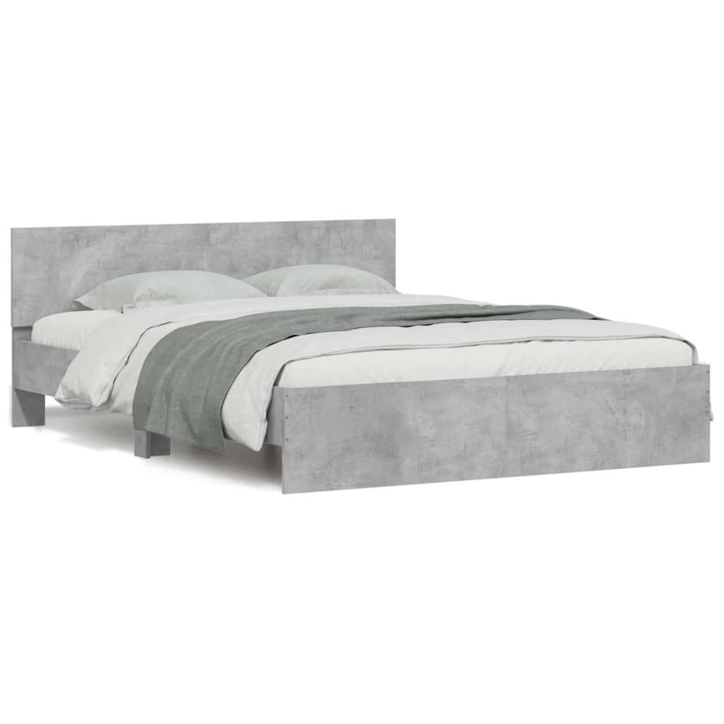 sengeramme med sengegavl 150x200 cm betongrå