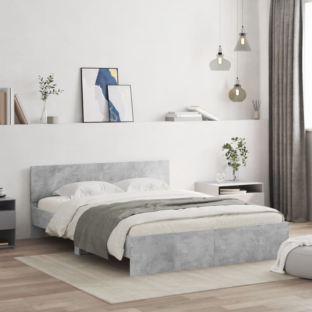 sengeramme med sengegavl 150x200 cm betongrå
