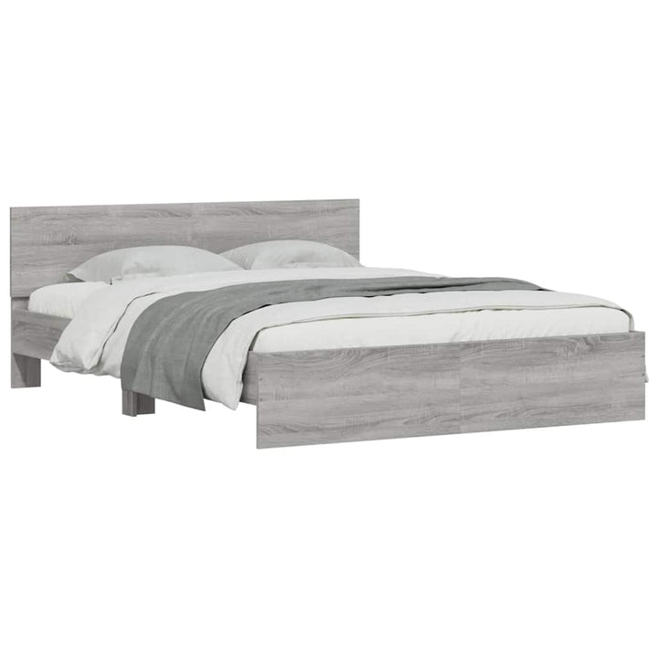 sengeramme med sengegavl 150x200 cm grå sonoma-eg