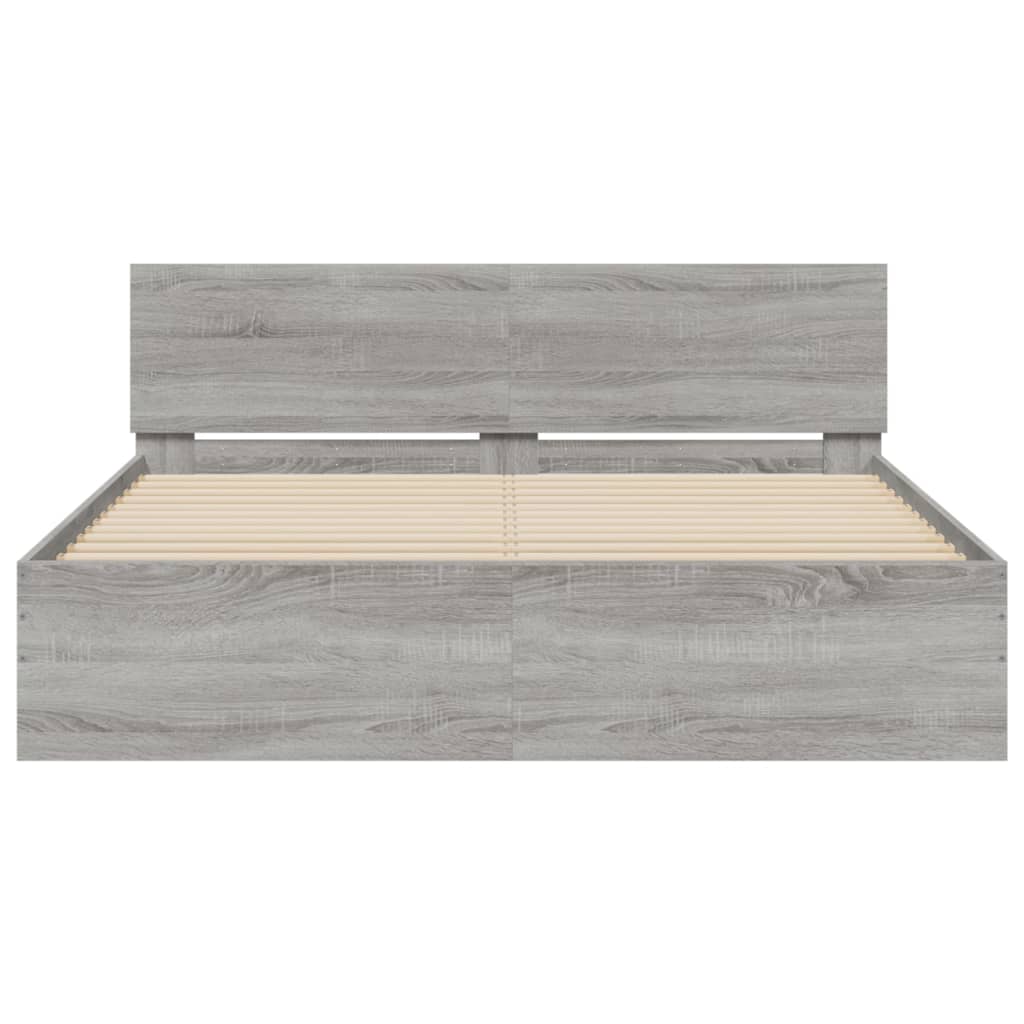 sengeramme med sengegavl 150x200 cm grå sonoma-eg
