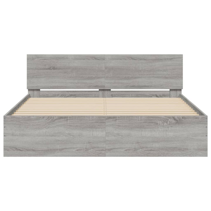 sengeramme med sengegavl 140x200 cm grå sonoma-eg