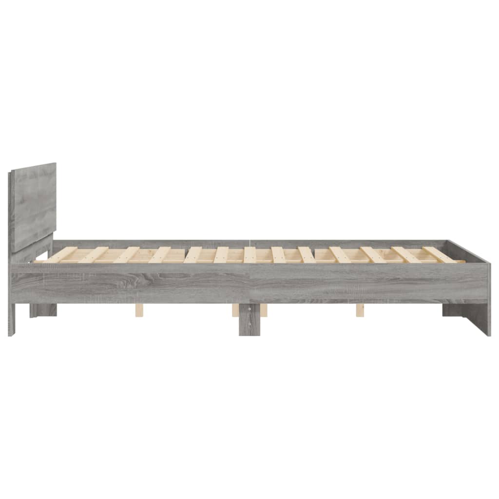 sengeramme med sengegavl 140x200 cm grå sonoma-eg