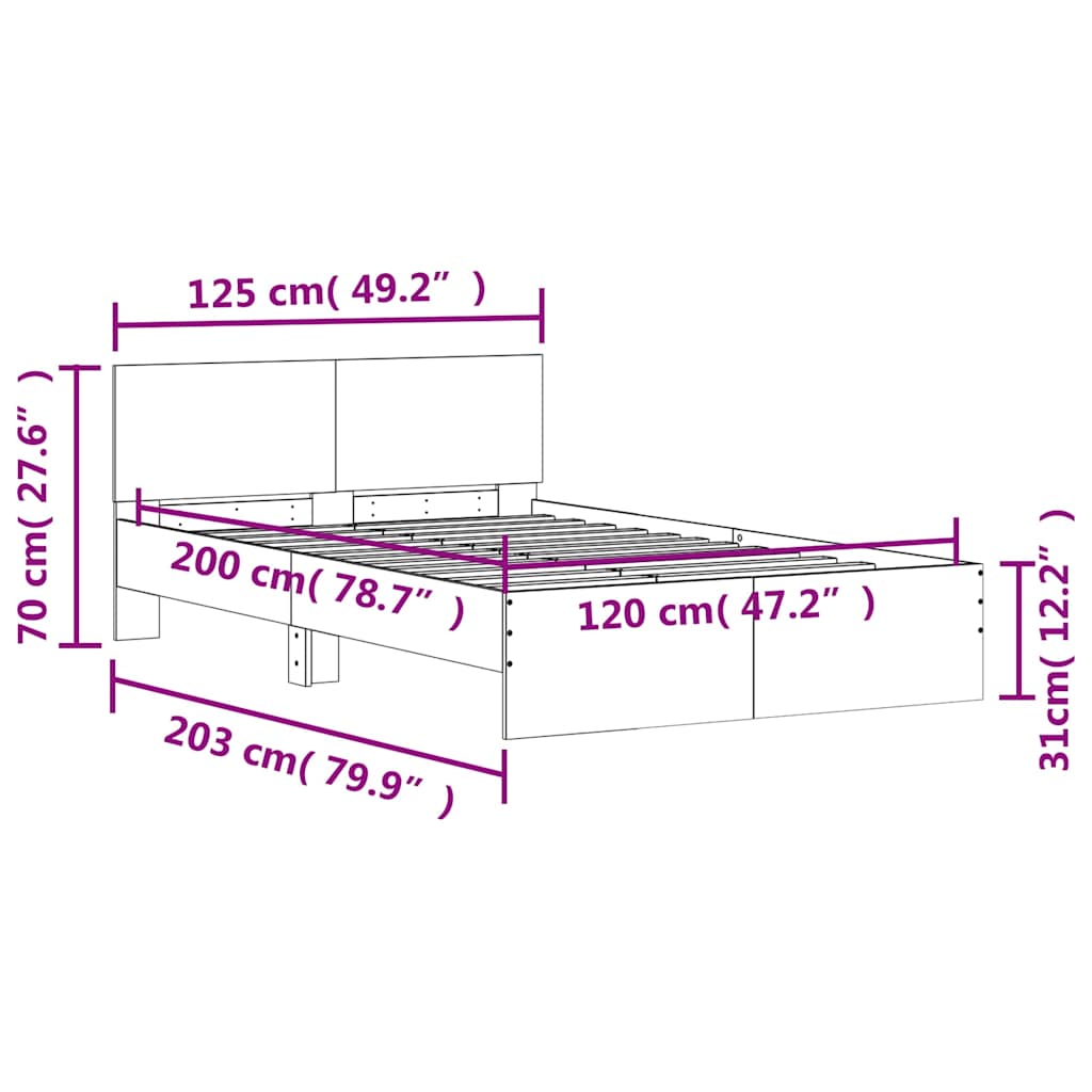 sengeramme med sengegavl 120x200 cm sonoma-eg