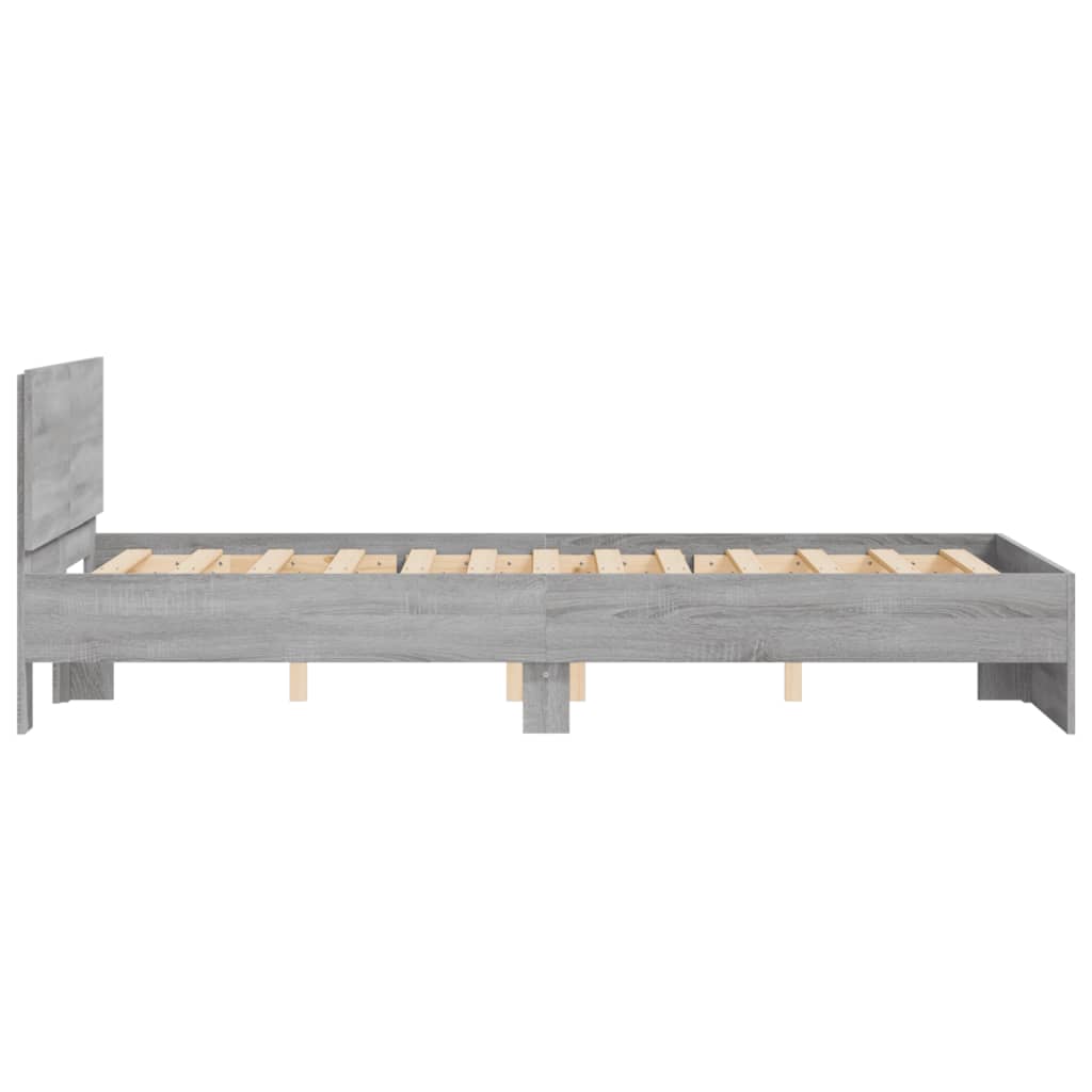 sengeramme med sengegavl 120x200 cm grå sonoma-eg