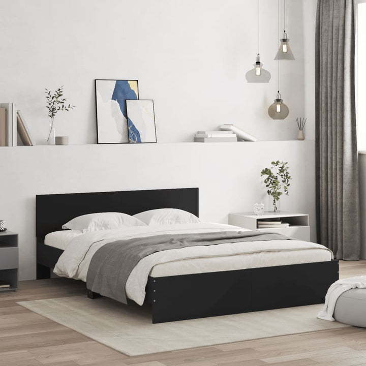 sengeramme med sengegavl 140x190 cm sort