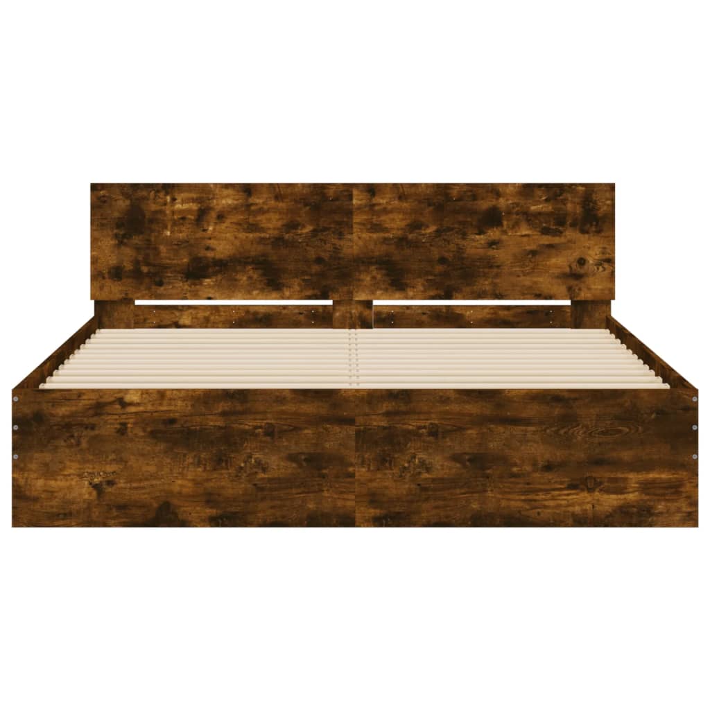 sengeramme med sengegavl 140x190 cm røget egetræsfarve