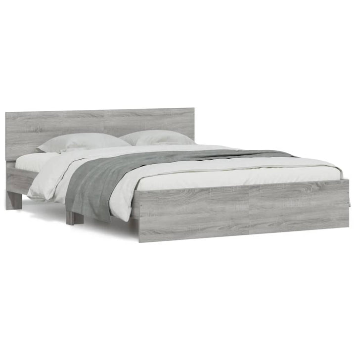sengeramme med sengegavl 140x190 cm grå sonoma-eg