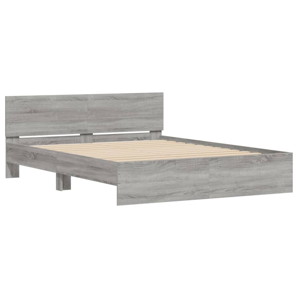 sengeramme med sengegavl 140x190 cm grå sonoma-eg