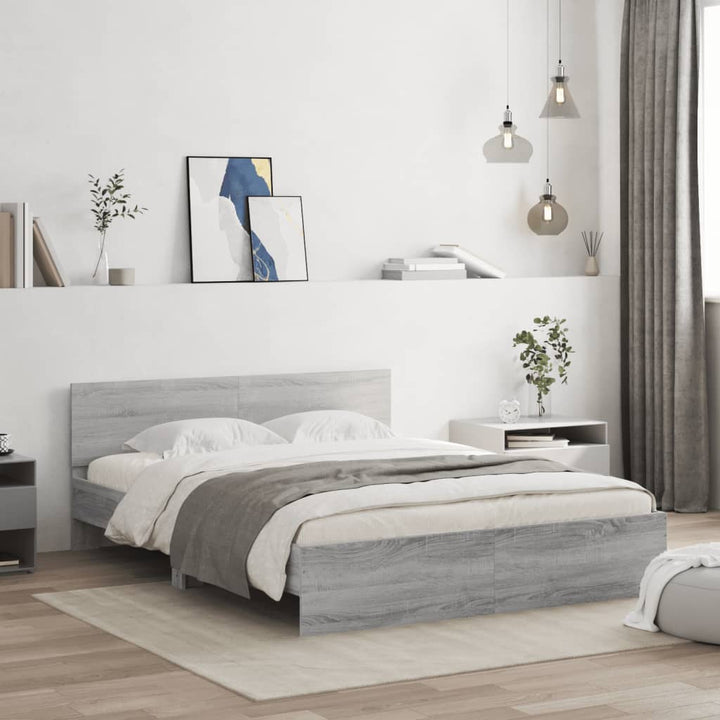 sengeramme med sengegavl 140x190 cm grå sonoma-eg