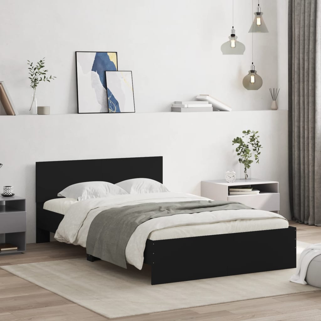 sengeramme med sengegavl 135x190 cm sort