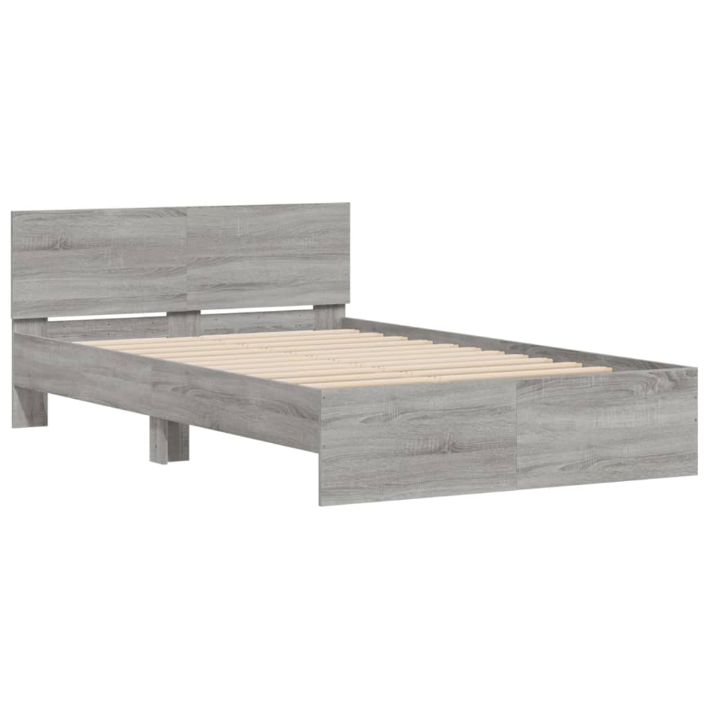 sengeramme med sengegavl 135x190 cm grå sonoma-eg