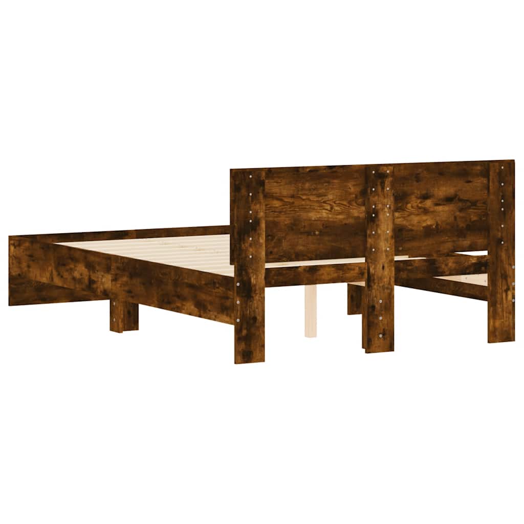 sengeramme med sengegavl 120x190 cm røget egetræsfarve