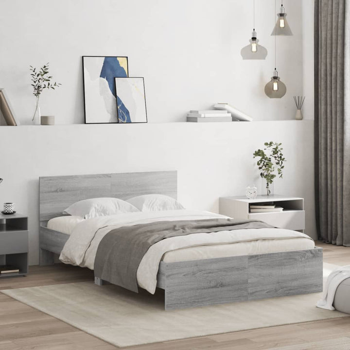 sengeramme med sengegavl 120x190 cm grå sonoma-eg