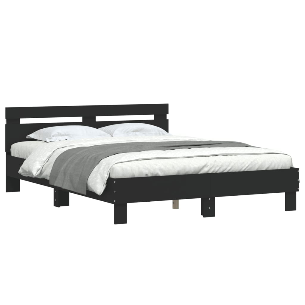 sengeramme med LED uden madras 150x200 cm sort