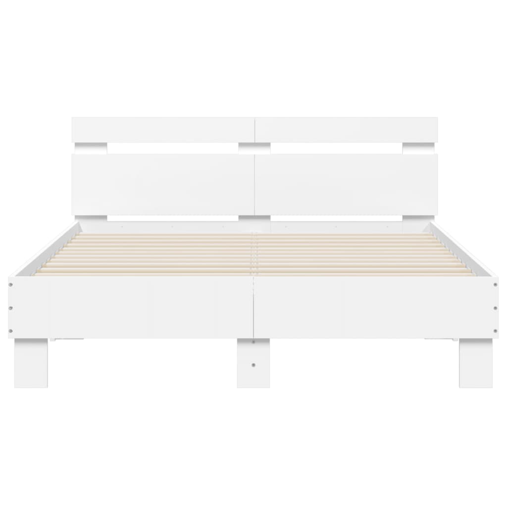 sengeramme med sengegavl og LED-lys 120x200 cm hvid