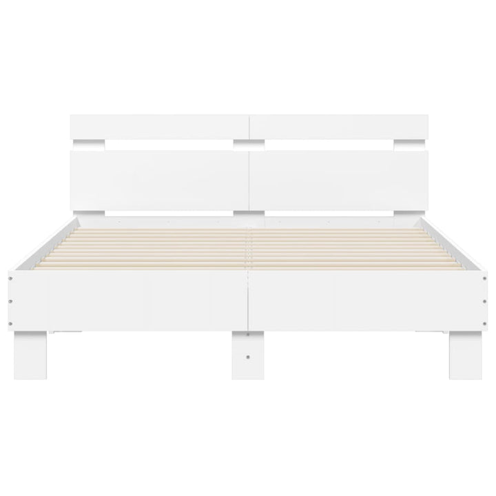 sengeramme med sengegavl og LED-lys 120x200 cm hvid