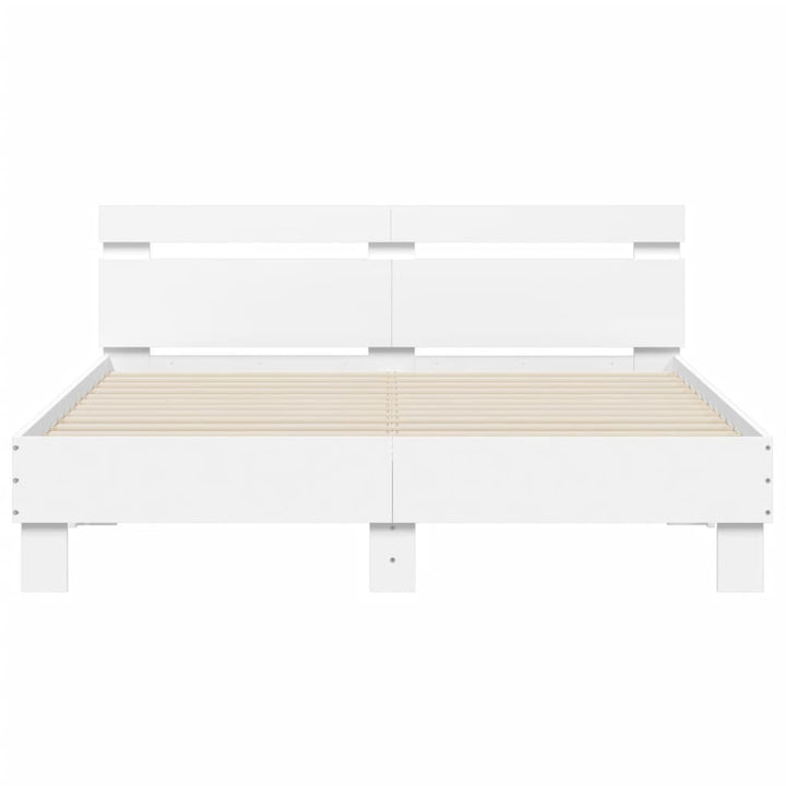 sengeramme med sengegavl og LED-lys 140x190 cm sonoma-eg