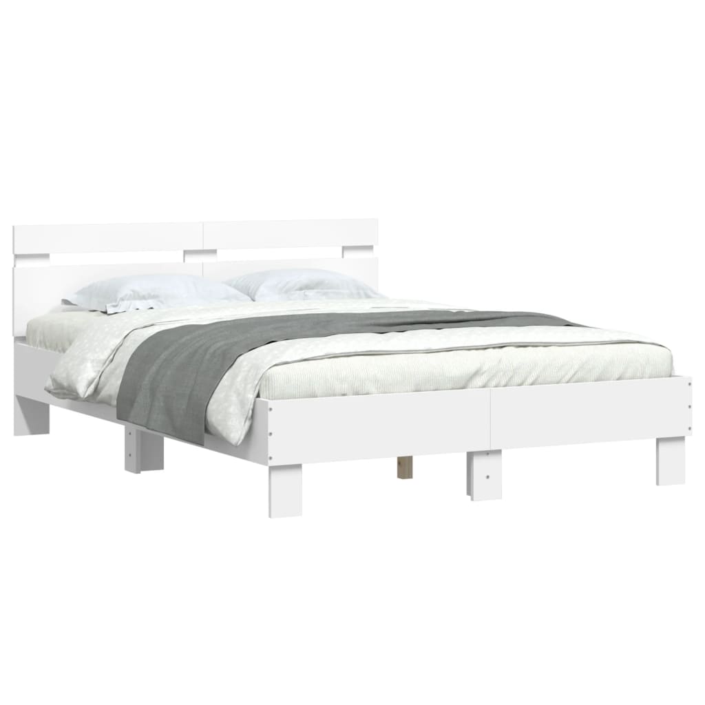 sengeramme med sengegavl og LED-lys 120x190 cm hvid