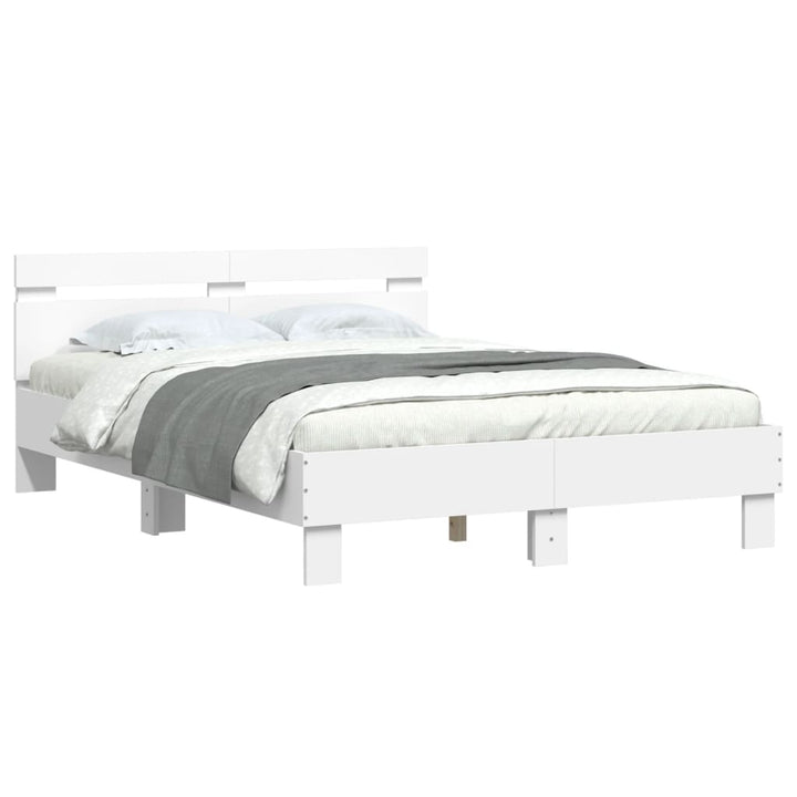 sengeramme med sengegavl og LED-lys 120x190 cm hvid