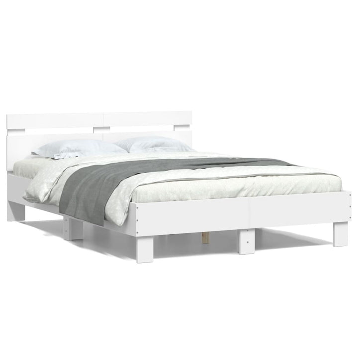 sengeramme med sengegavl og LED-lys 120x190 cm hvid