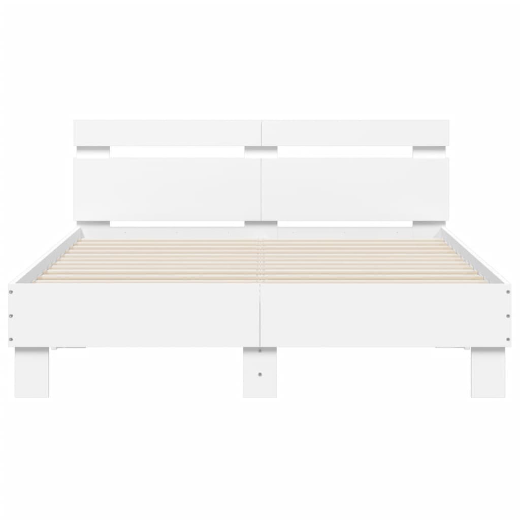 sengeramme med sengegavl og LED-lys 120x190 cm hvid