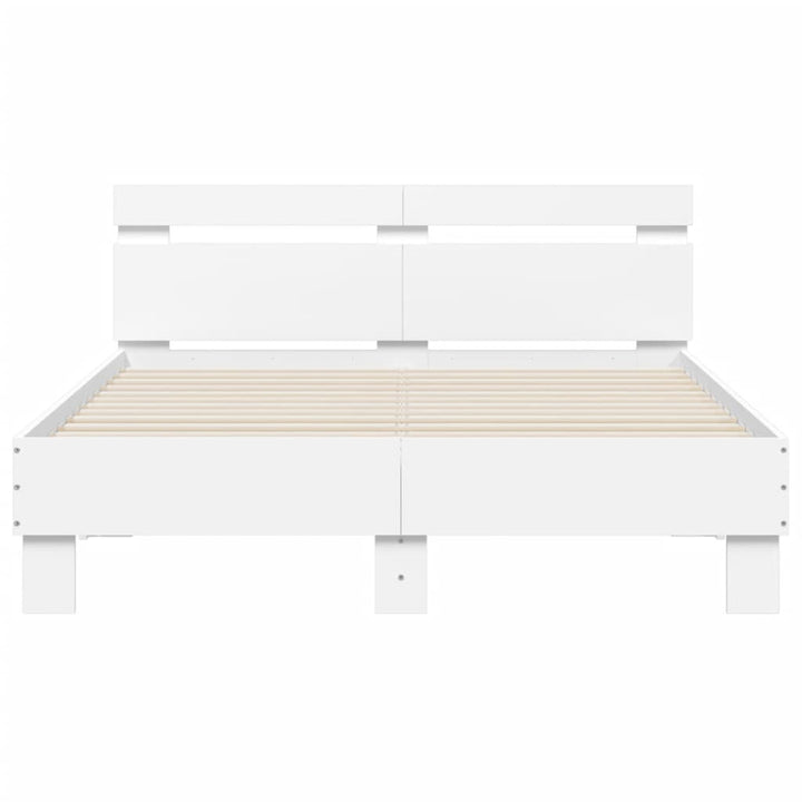 sengeramme med sengegavl og LED-lys 120x190 cm hvid