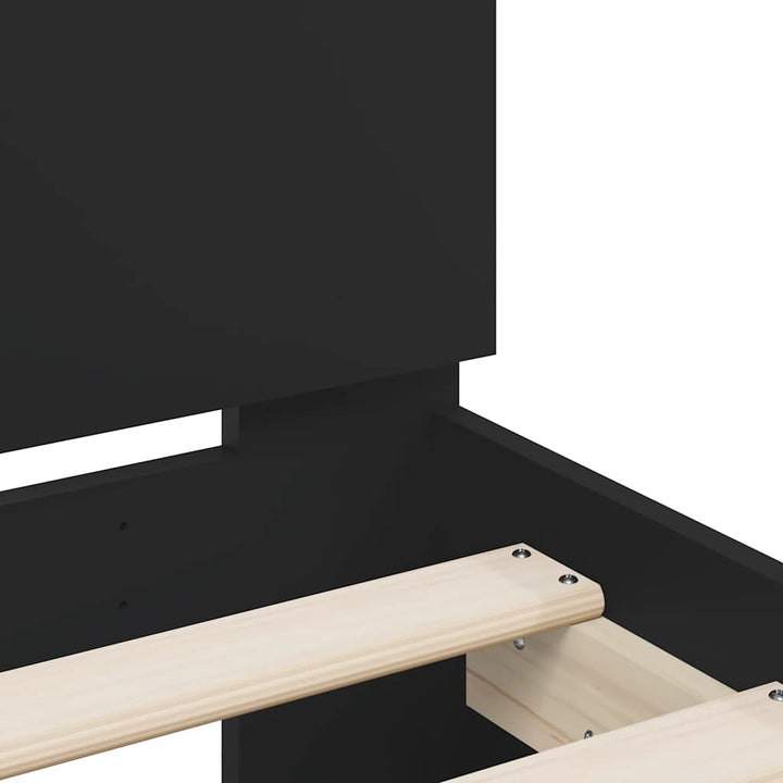 sengeramme med sengegavl og LED-lys 120x190 cm sort