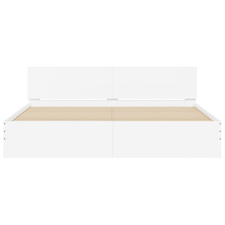 sengeramme med sengegavl og LED-lys 180x200 cm hvid