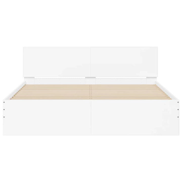 sengeramme med sengegavl og LED-lys 150x200 cm hvid