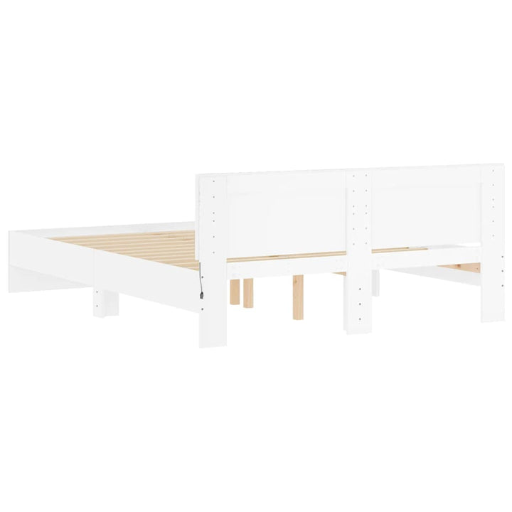 sengeramme med sengegavl og LED-lys 150x200 cm hvid