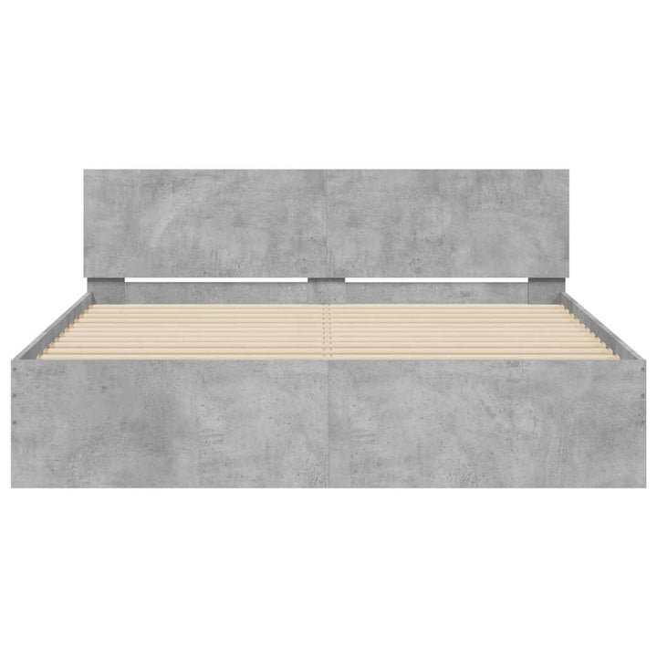 sengeramme med sengegavl og LED-lys 150x200 cm betongrå
