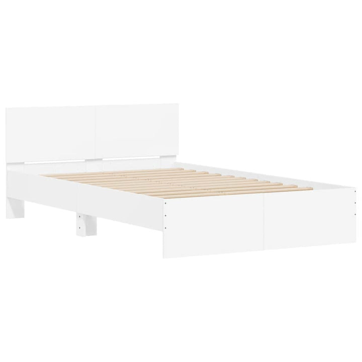 sengeramme med sengegavl og LED-lys 120x200 cm hvid
