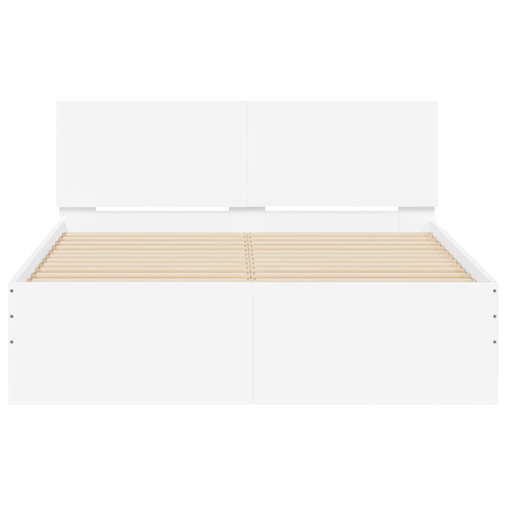 sengeramme med sengegavl og LED-lys 120x200 cm hvid