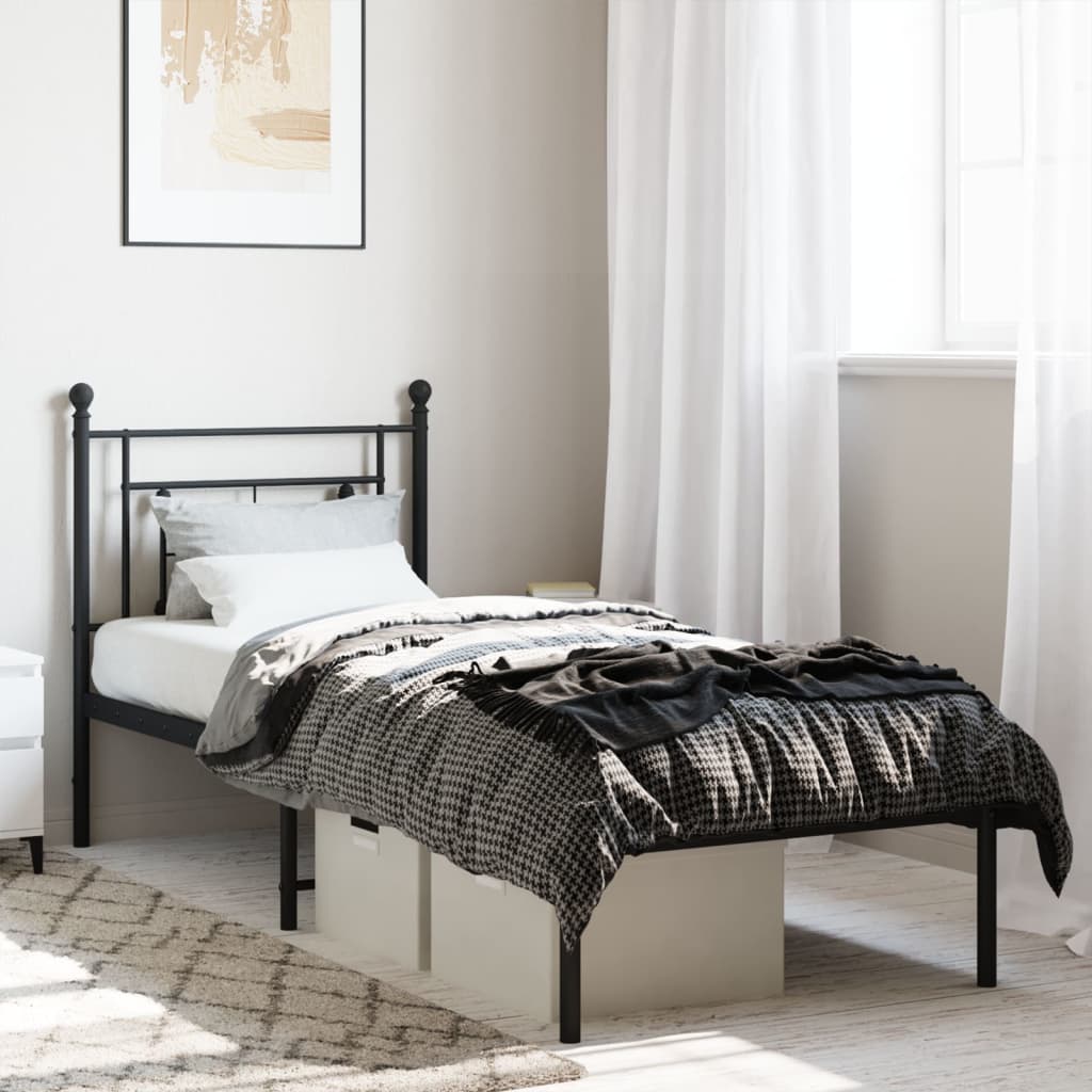 sengeramme med sengegavl 80x200 cm metal sort