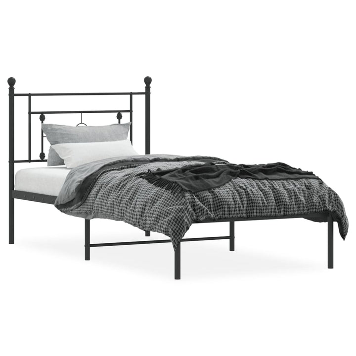 sengeramme med sengegavl 90x190 cm metal sort