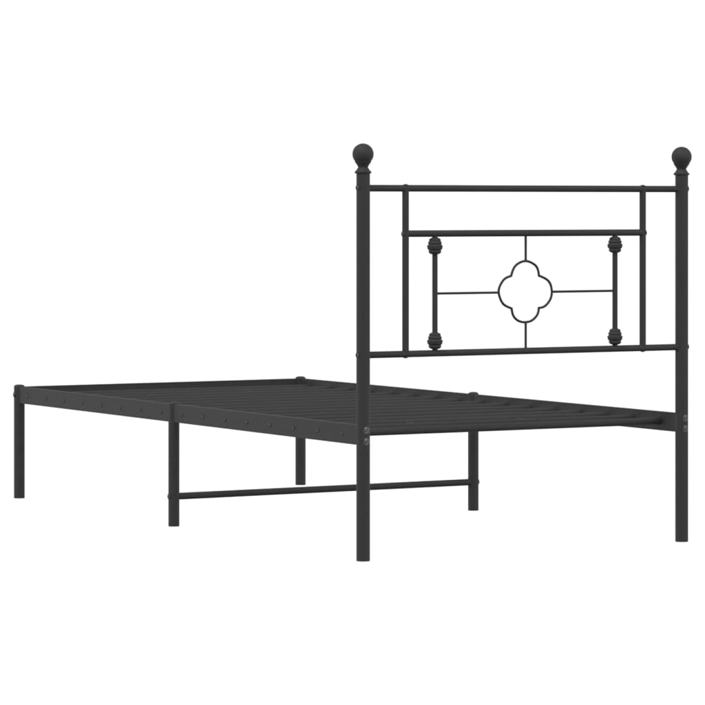 sengeramme med sengegavl 90x190 cm metal sort